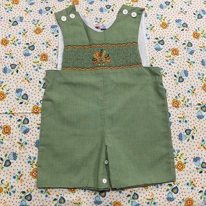 VINTAGE ORIENT EXPRESSED SMOCKED TURKEY ROMPER